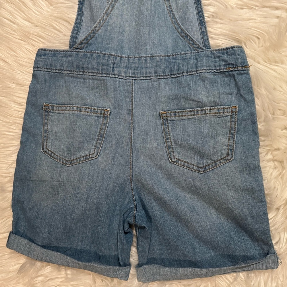 Cat &‎ Jack Denim Shortalls Girls 6/6X Blue Overall Shorts Romper Adjustable - Picture 5 of 7